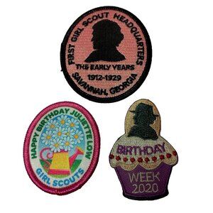 Girl Scouts Of America Founder Juliette Gordon Low Patch Lot of 3 Birthday Fun